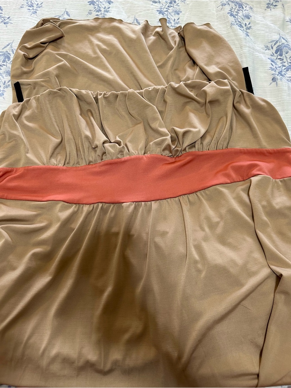 Baby Phat Tan Maxi Dress with Coral Waistband